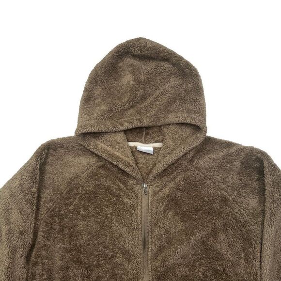 Columbia Coat Women's Size Large Brown Teddy Fleece Full Zip Hooded Jacket - Picture 3 of 11